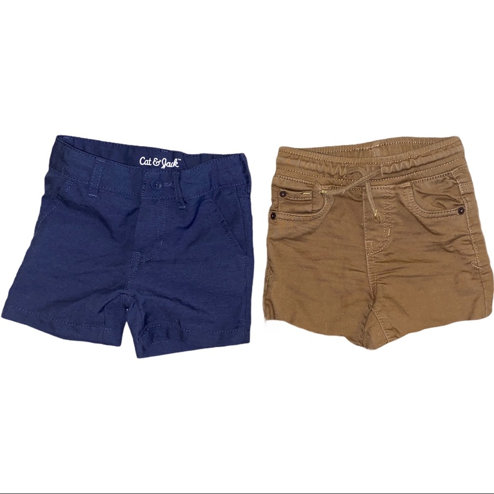 Cat & Jack Lot of Shorts Blue and Tan